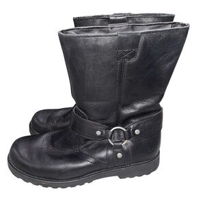 Girl’s UGG Chandler Black Leather Moto Boots size 4